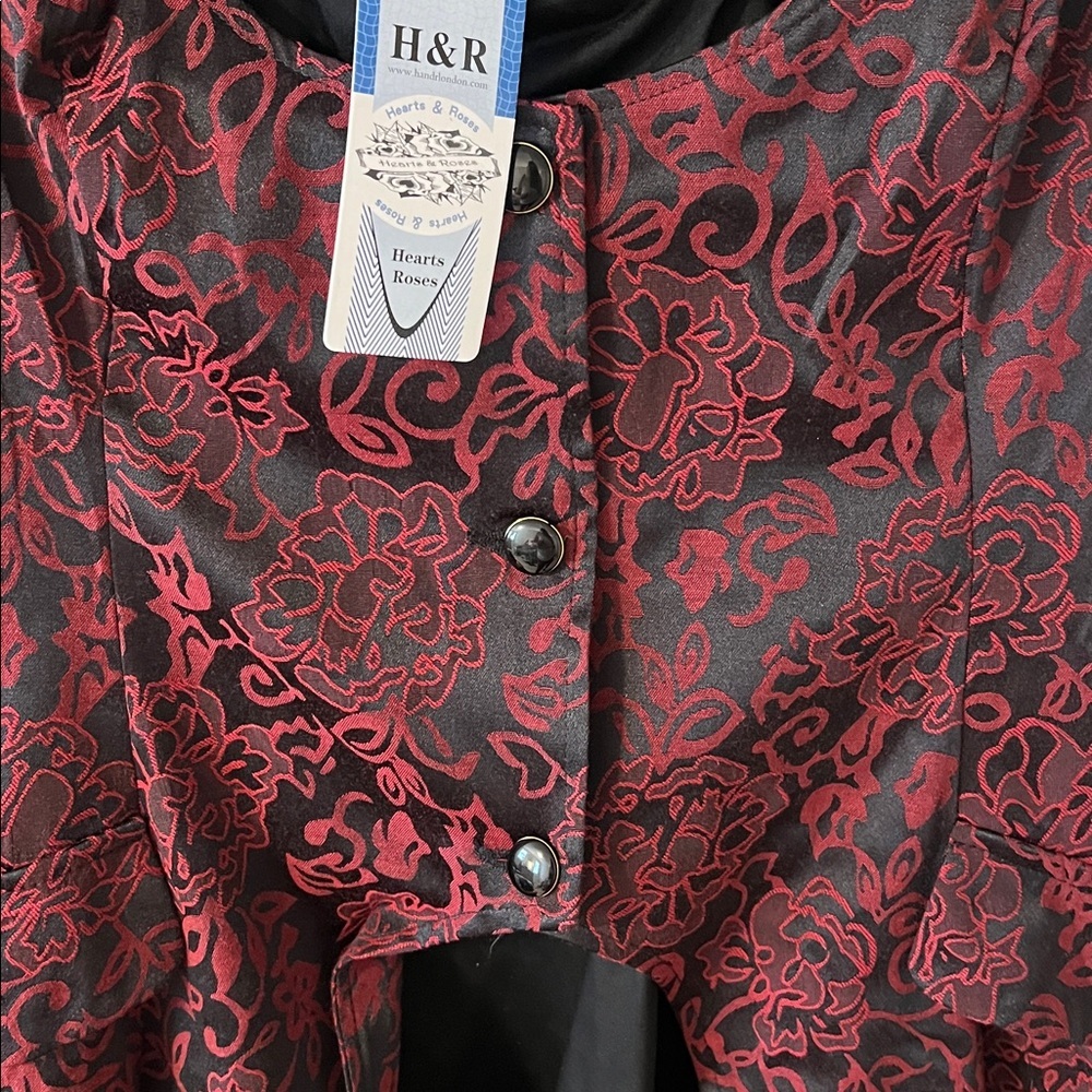 NEW H&R Red Floral Gothic Steampunk Corset Jacket & Matching Swingdress Size 14 - Picture 6 of 16